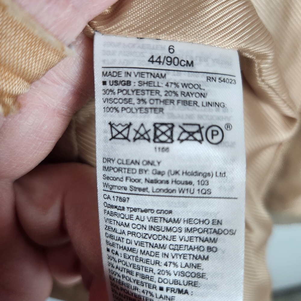 NWOT Banana Republic Tan Gold Metallic‎ Wool Blend Military Blazer Size 6 #0572 - Picture 13 of 14